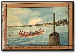 Aquarelle: Upper Rideau Lake; Canoe en route to Bytown; Westport in the distance, 1830