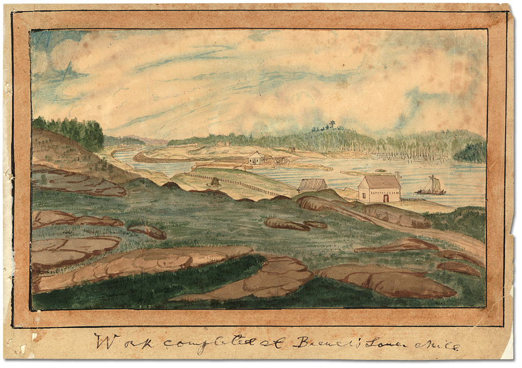 Watercolour: Work completed at Brewer's Lower Mills, 1832