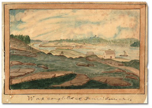 Watercolour: Work completed at Brewer's Lower Mills, 1832