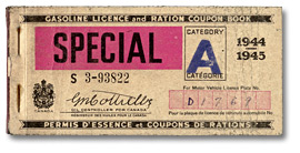 Permis d'essence et coupons de rationsCatégorie A, 1944-45