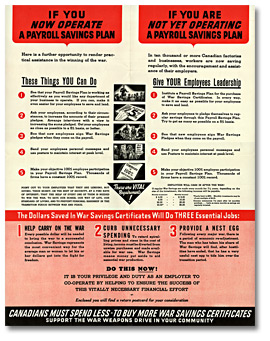 Brochure de promotion des certificats d'épargne de guerre, verso