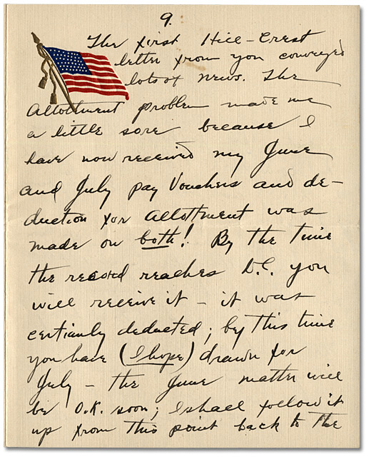 Lettre de Daniel Hill  jr. à May Edwards Hill, le 1 août, 1918, Page9