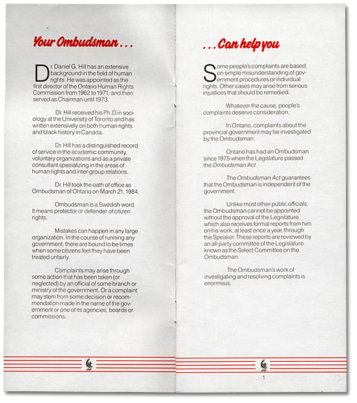 Brochure de l'Ombudsman de l'Ontario,