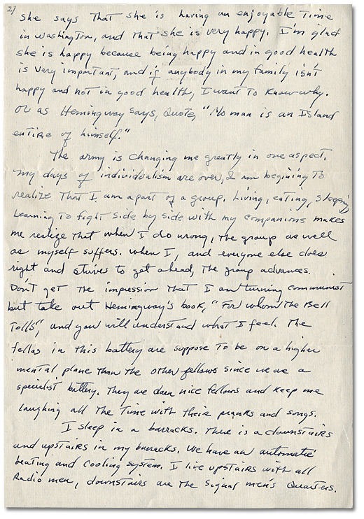 Letter from Daniel G. Hill to mother and 
father, February 28, 1943, Page 2