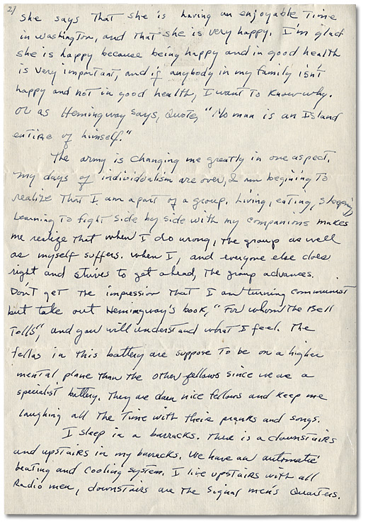 Letter from Daniel G. Hill to mother and
father, February 28, 1943, Page 2