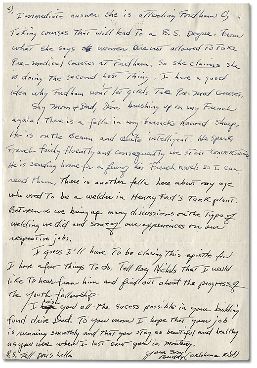 Letter from Daniel G. Hill to mother and
father, February 28, 1943, Page 4