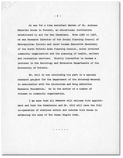 Statement to the Legislative Assembly on April 3, 1962, by the Honourable John P. Robarts, Page 2