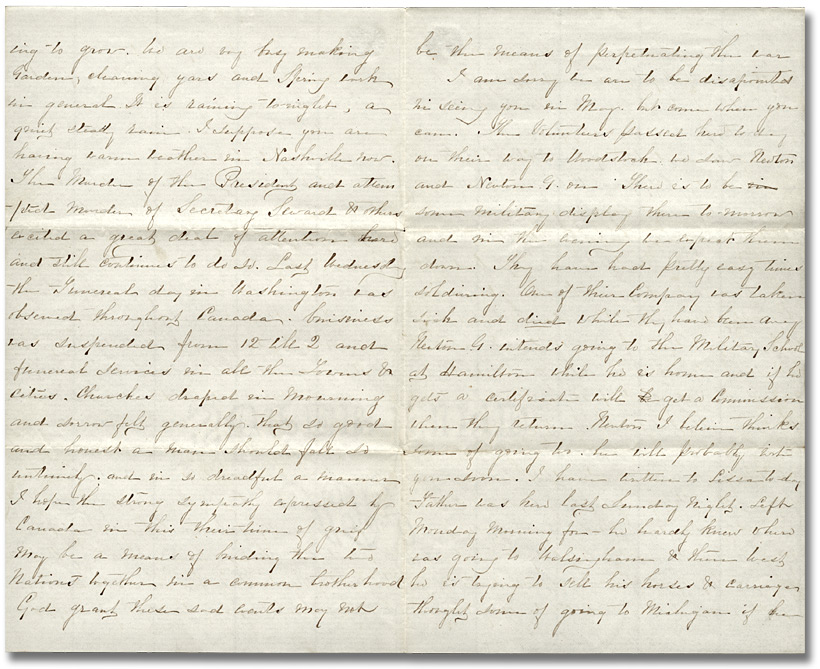 Lettre de Roseltha Wolverton Goble à son frère Alonzo Wolverton, le 28 avril 1865 - Pages 2 et 3