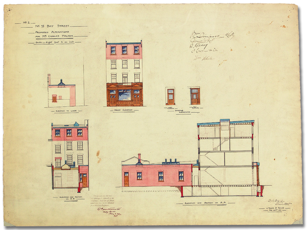 Dessin : No. 75 Bay Street, Proposed alterations for Mr. Charles Walker, 22 février 1897