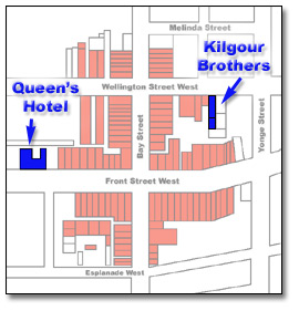 Map showing Kilgour Brothers and Queen's Hotel