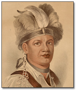 Gravure : Joseph Brant (Thayendanegea), Chief of the Six Nations, [1780] (détail)