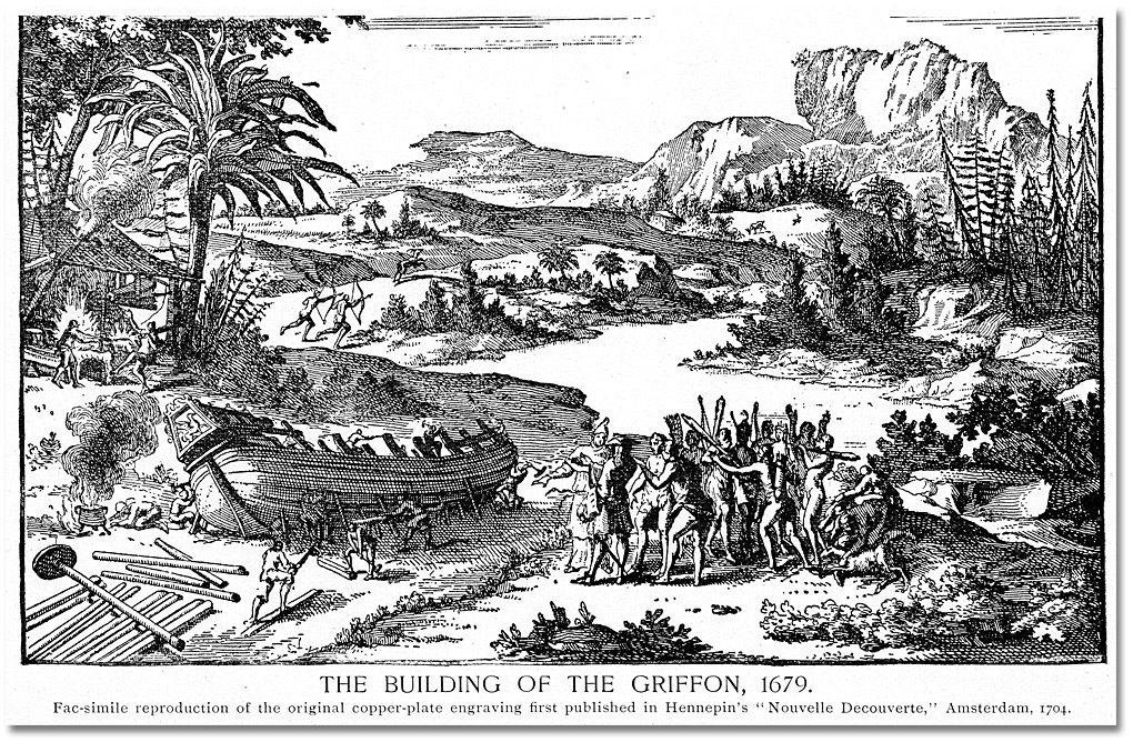 Photo: An historic reconstruction of the ship the "Griffon", 1905