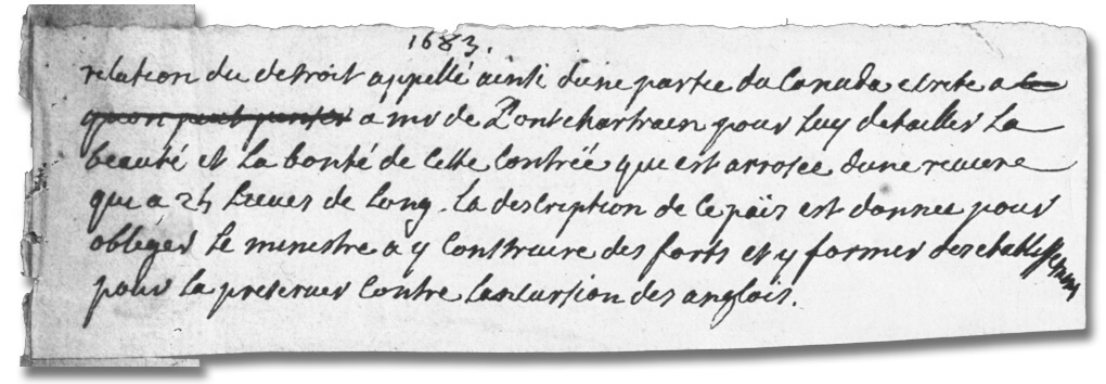 Relation du Détroit, extraite d’une lettre écrite à Monsieur De Pontchartrain, [1683?] - Page 1