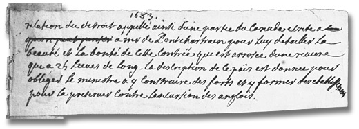 Relation du Détroit, extraite d’une lettre écrite à Monsieur De Pontchartrain, [1683?] - Page 1