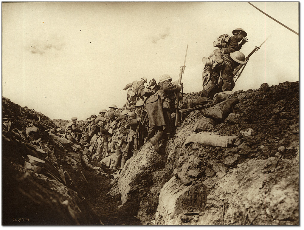 Photo: A Canadian Battalion in a Bayonet Charge on the Somme, [ca. 1918]