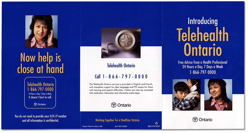Cover: Introducing Telehealth Ontario, 2001