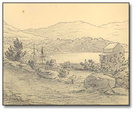 Land View from the Port at West Point (détail), New York, 1837