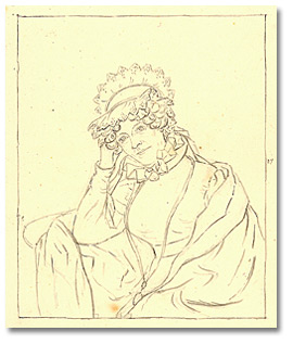 Mine de plomb sur vélin crème : Mrs. Thomas Langton (née Ellen Currer), 1825