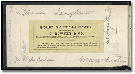 [Front inside cover of sketchbook] ""England ?1876, (slight)""