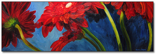 Oil on panel: Red Gerberas: 6, 2004