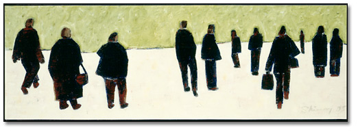 Oil on panel with resin: Bay at Bloor, 2005