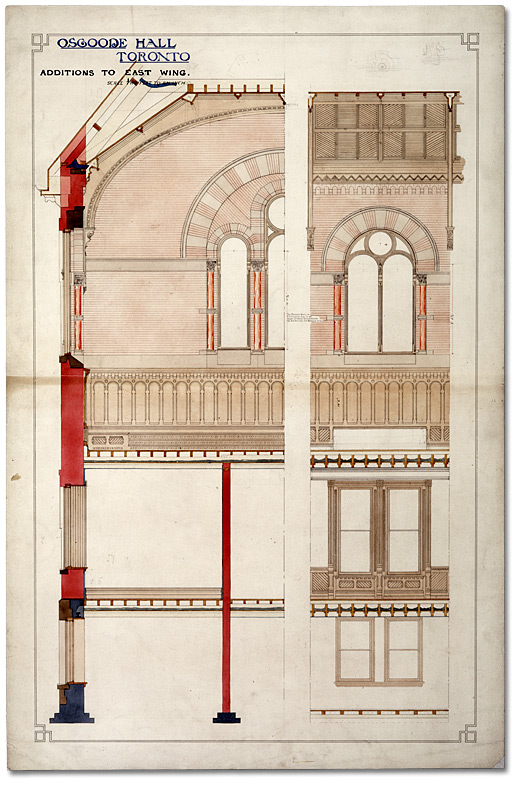 Dessin : Osgoode Hall, ajouts à l’aile Est [vers 1855]-1894