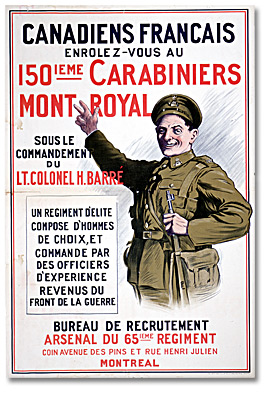 Affiche de recrutement représentant un soldat au bras levé 