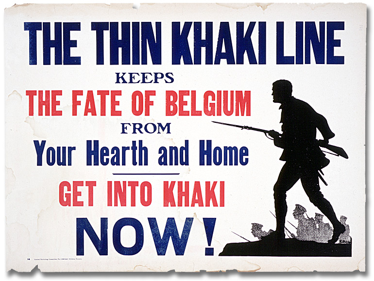 Affiche de guerre - Recrutement : The Thin Khaki Line [Canada], [entre 1914 et 1918]