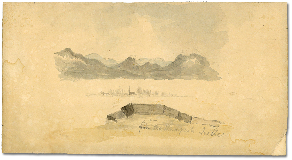 Lavis sur papier : From the Ramparts, Quebec, 18 novembre 1791