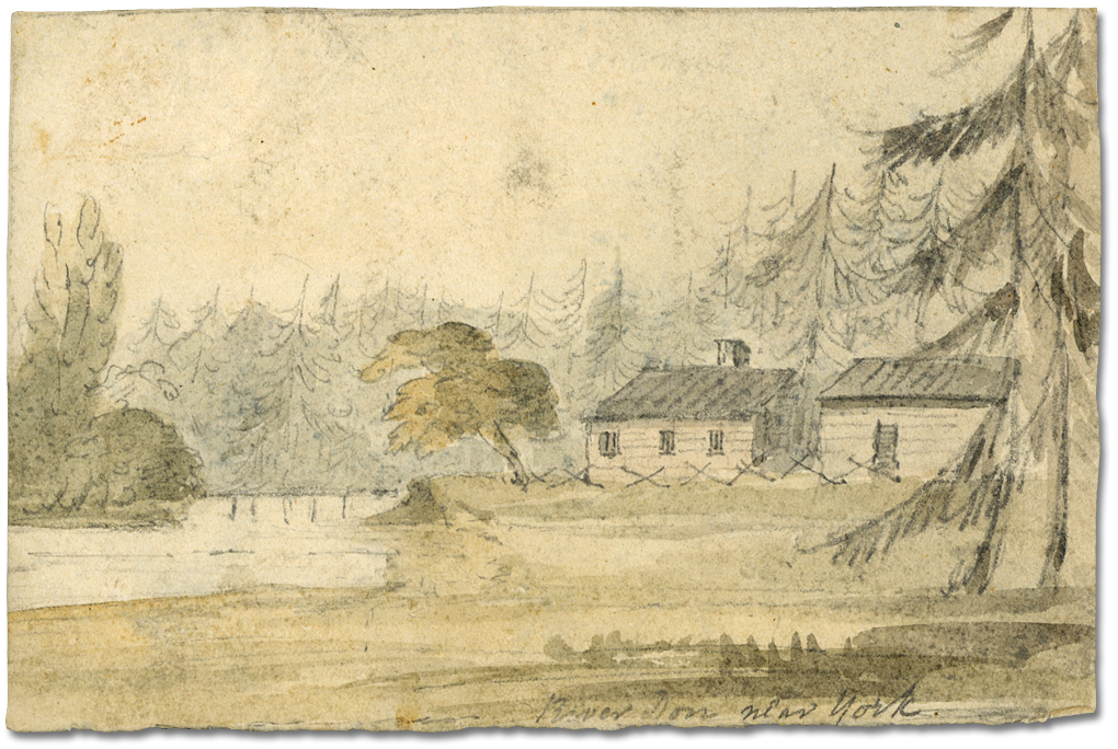 Drawing: River Don near York and John Scadding's Cabin, Autumn, 1793