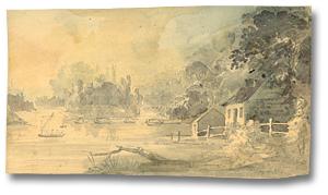 Lavis sur papier : Presqu'ile, Bay of Quinte, [vers 1795] (détail)