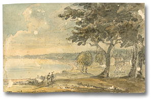 Watercolour: Head of the Lake [Ontario], June 11, 1796 (detail)
