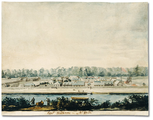 Watercolour: Fort William, an establishment of the North West Company, on Lake Superior, [ca. 1811]