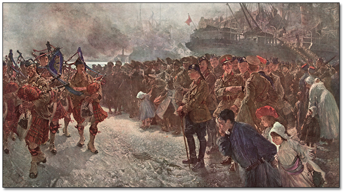 The Landing of the First Canadian Division at St. Nazaire, 1915 (détail)