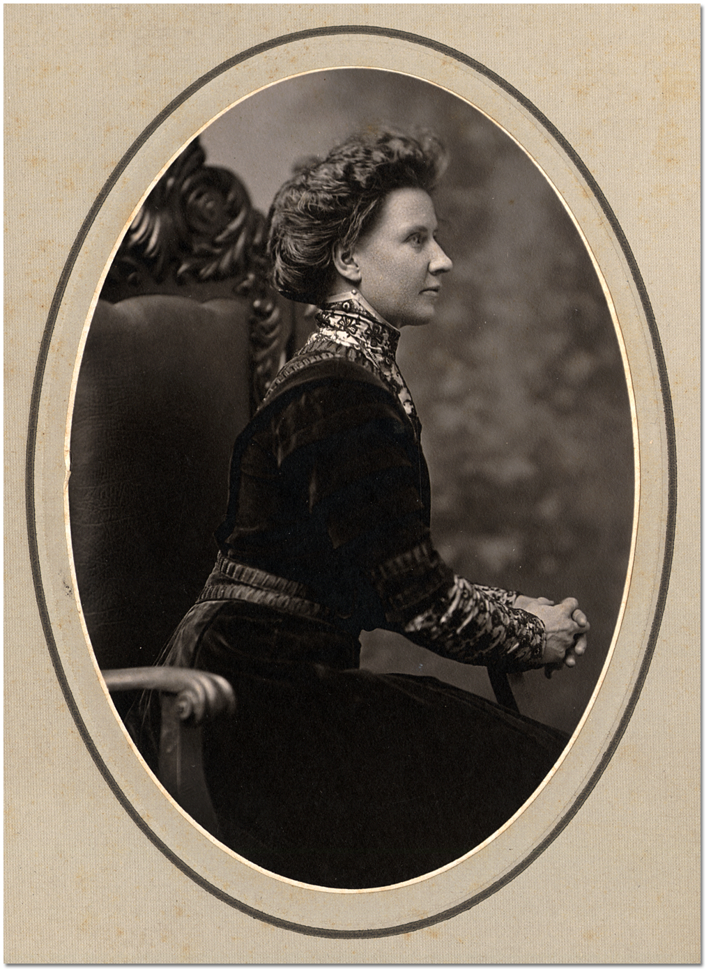 Portrait of an unidentified woman seated in a chair, [between 1900 and 1920]